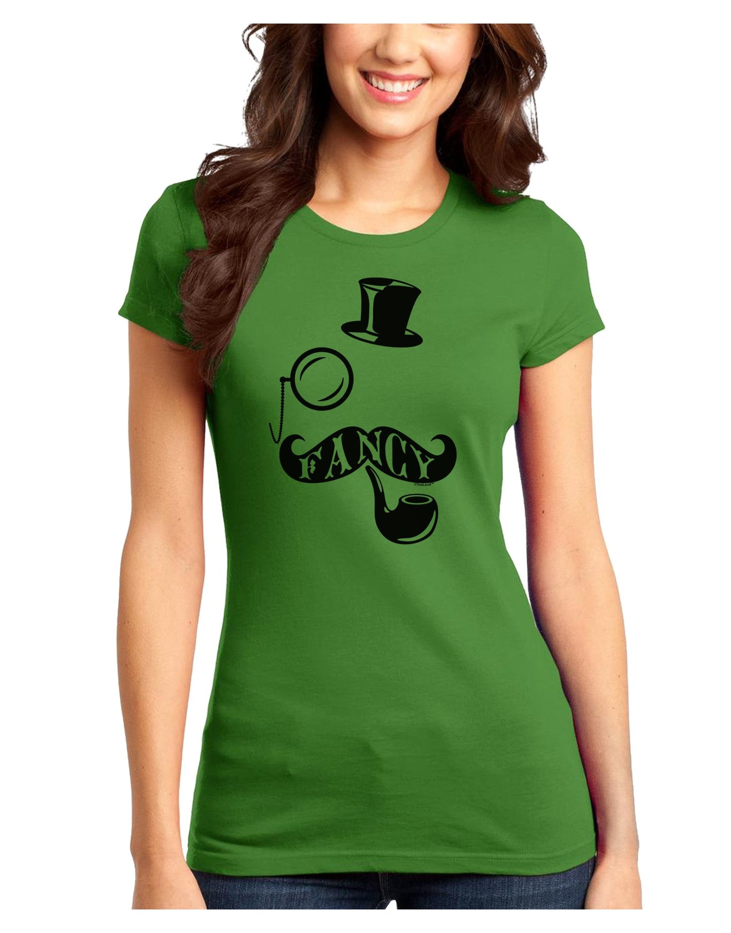 Fancy Tophat Mustache Pipe and Monocle Juniors T-Shirt-Womens Juniors T-Shirt-TooLoud-Kiwi-Green-Juniors Fitted X-Small-Davson Sales
