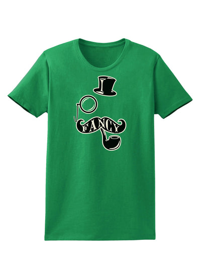 Fancy Tophat Mustache Pipe and Monocle Womens Dark T-Shirt-TooLoud-Kelly-Green-X-Small-Davson Sales