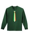 Faux Irish Flag Tie St Patricks Day Adult Long Sleeve Dark T-Shirt-TooLoud-Dark-Green-Small-Davson Sales