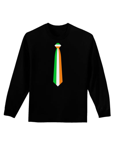 Faux Irish Flag Tie St Patricks Day Adult Long Sleeve Dark T-Shirt-TooLoud-Black-Small-Davson Sales