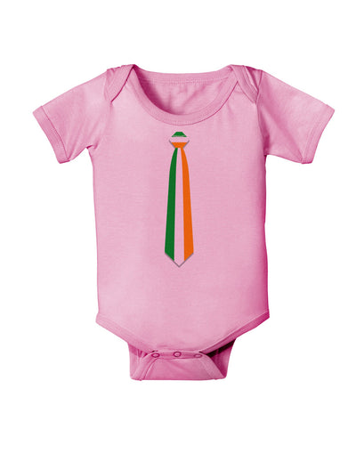 Faux Irish Flag Tie St Patricks Day Baby Romper Bodysuit-Baby Romper-TooLoud-Pink-06-Months-Davson Sales