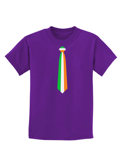 Faux Irish Flag Tie St Patricks Day Childrens Dark T-Shirt-Childrens T-Shirt-TooLoud-Purple-X-Small-Davson Sales