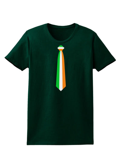 Faux Irish Flag Tie St Patricks Day Womens Dark T-Shirt-TooLoud-Forest-Green-Small-Davson Sales