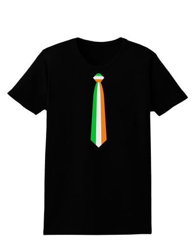 Faux Irish Flag Tie St Patricks Day Womens Dark T-Shirt-TooLoud-Black-X-Small-Davson Sales