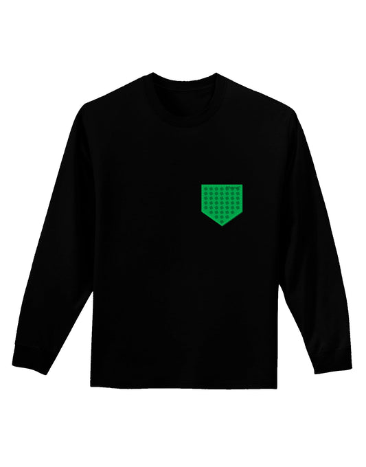 Faux Pocket Shamrock Pattern Adult Long Sleeve Dark T-Shirt by TooLoud-TooLoud-Black-Small-Davson Sales