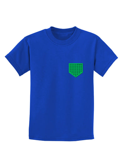 Faux Pocket Shamrock Pattern Childrens Dark T-Shirt by TooLoud-Childrens T-Shirt-TooLoud-Royal-Blue-X-Small-Davson Sales