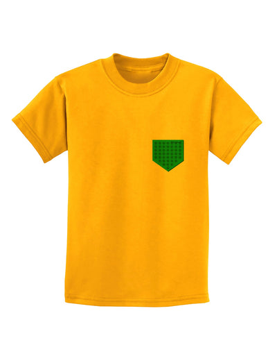 Faux Pocket Shamrock Pattern Childrens T-Shirt by TooLoud-Childrens T-Shirt-TooLoud-Gold-X-Small-Davson Sales