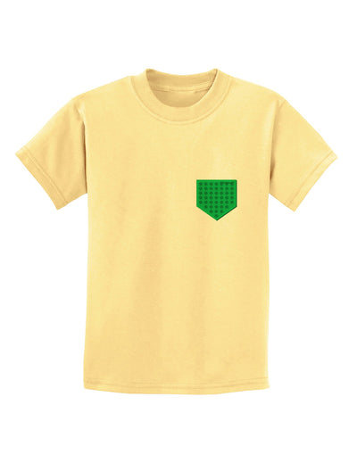 Faux Pocket Shamrock Pattern Childrens T-Shirt by TooLoud-Childrens T-Shirt-TooLoud-Daffodil-Yellow-X-Small-Davson Sales