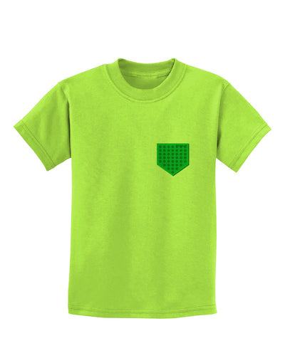 Faux Pocket Shamrock Pattern Childrens T-Shirt by TooLoud-Childrens T-Shirt-TooLoud-Lime-Green-X-Small-Davson Sales