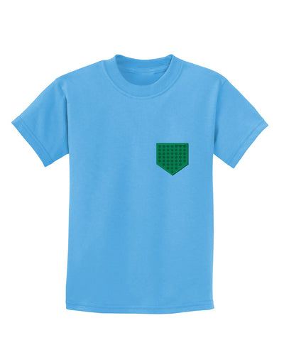 Faux Pocket Shamrock Pattern Childrens T-Shirt by TooLoud-Childrens T-Shirt-TooLoud-Aquatic-Blue-X-Small-Davson Sales