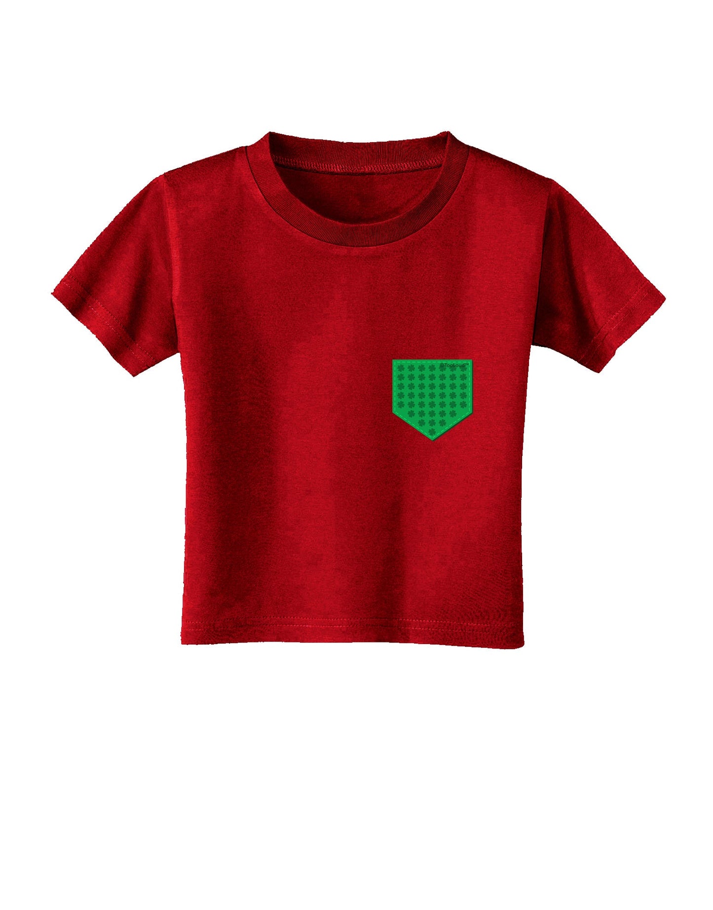 Faux Pocket Shamrock Pattern Toddler T-Shirt Dark by TooLoud-Toddler T-Shirt-TooLoud-Red-2T-Davson Sales
