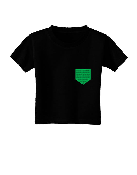 Faux Pocket Shamrock Pattern Toddler T-Shirt Dark by TooLoud-Toddler T-Shirt-TooLoud-Black-2T-Davson Sales