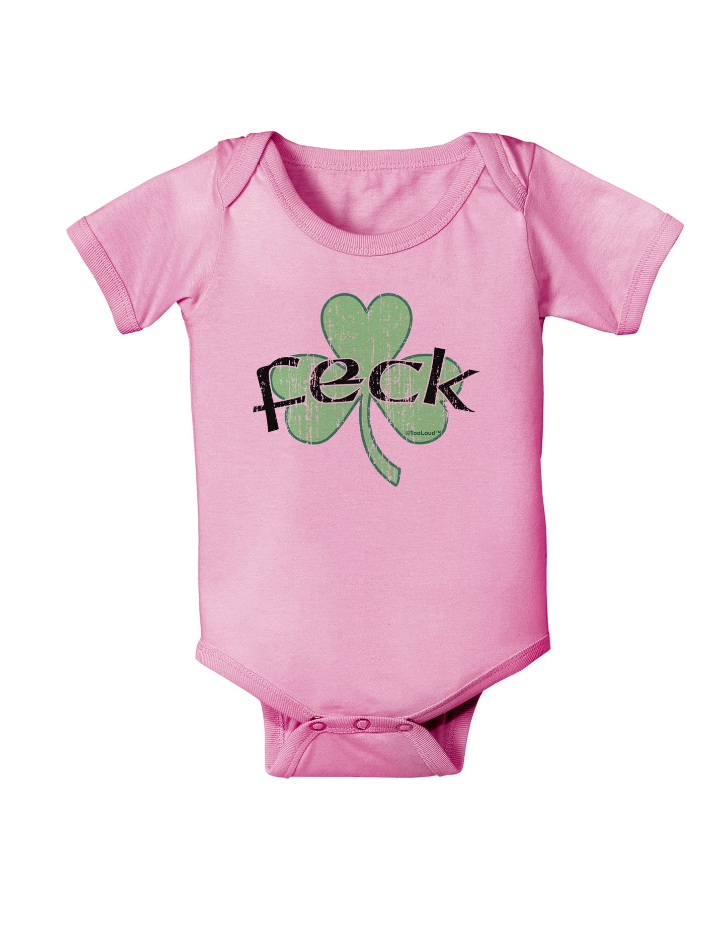 Feck - Clover Distressed Design Baby Romper Bodysuit by TooLoud-Baby Romper-TooLoud-Light-Pink-06-Months-Davson Sales