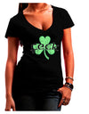 Feck - Clover Distressed Design Juniors V-Neck Dark T-Shirt by TooLoud-Womens V-Neck T-Shirts-TooLoud-Black-Juniors Fitted Small-Davson Sales