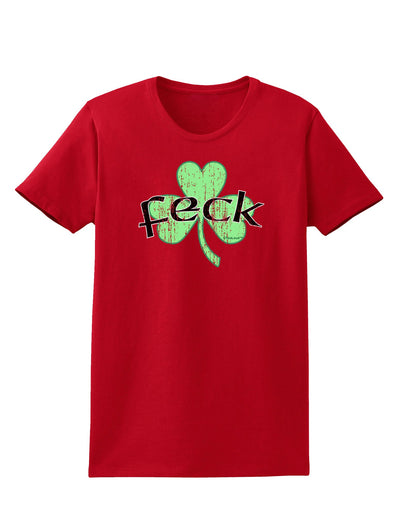 Feck - Clover Distressed Design Womens Dark T-Shirt by TooLoud-Womens T-Shirt-TooLoud-Red-X-Small-Davson Sales