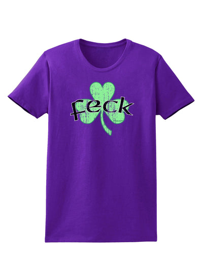 Feck - Clover Distressed Design Womens Dark T-Shirt by TooLoud-Womens T-Shirt-TooLoud-Purple-X-Small-Davson Sales