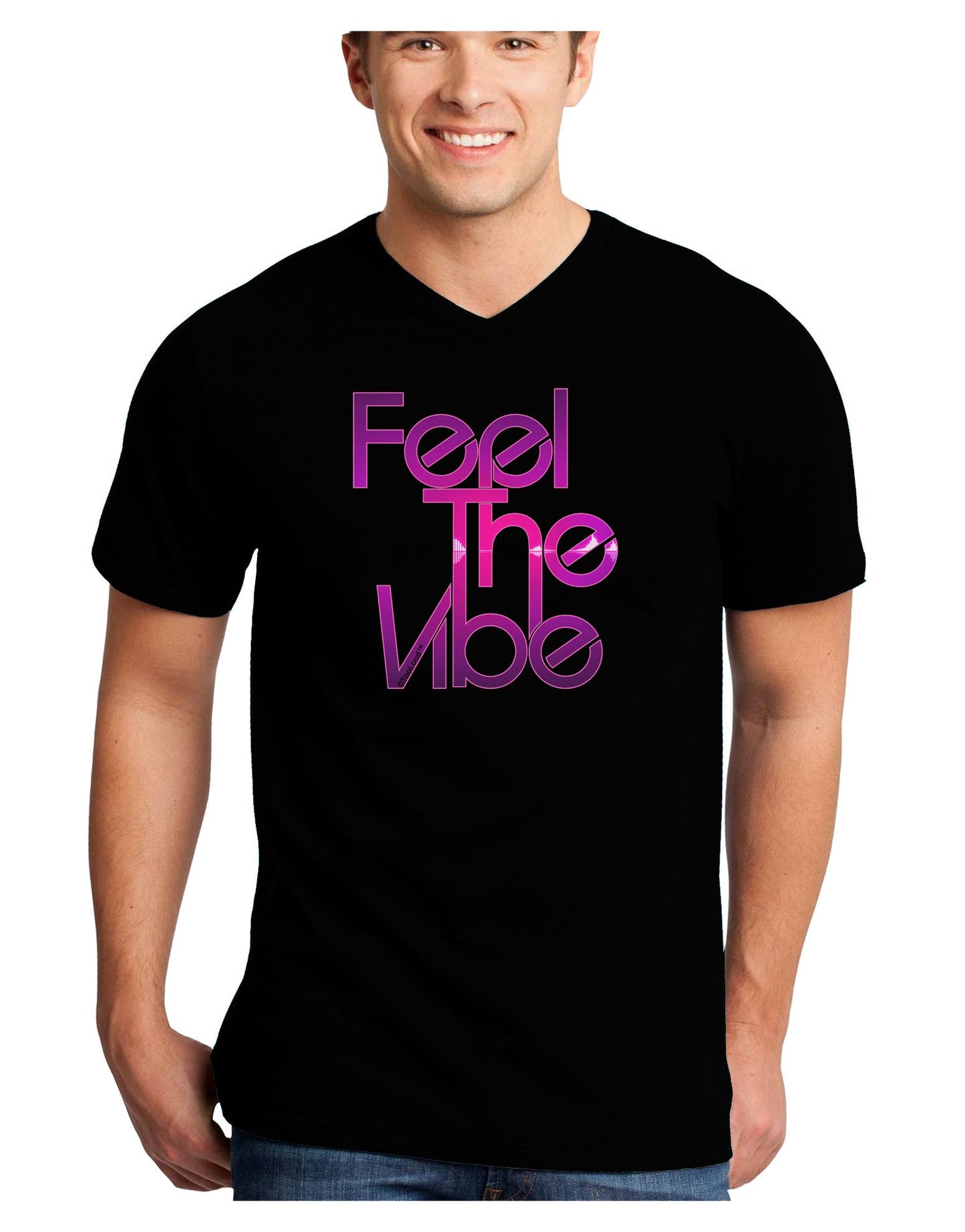 Feel The Vibe Adult Dark V-Neck T-Shirt-Mens V-Neck T-Shirt-TooLoud-Black-Small-Davson Sales