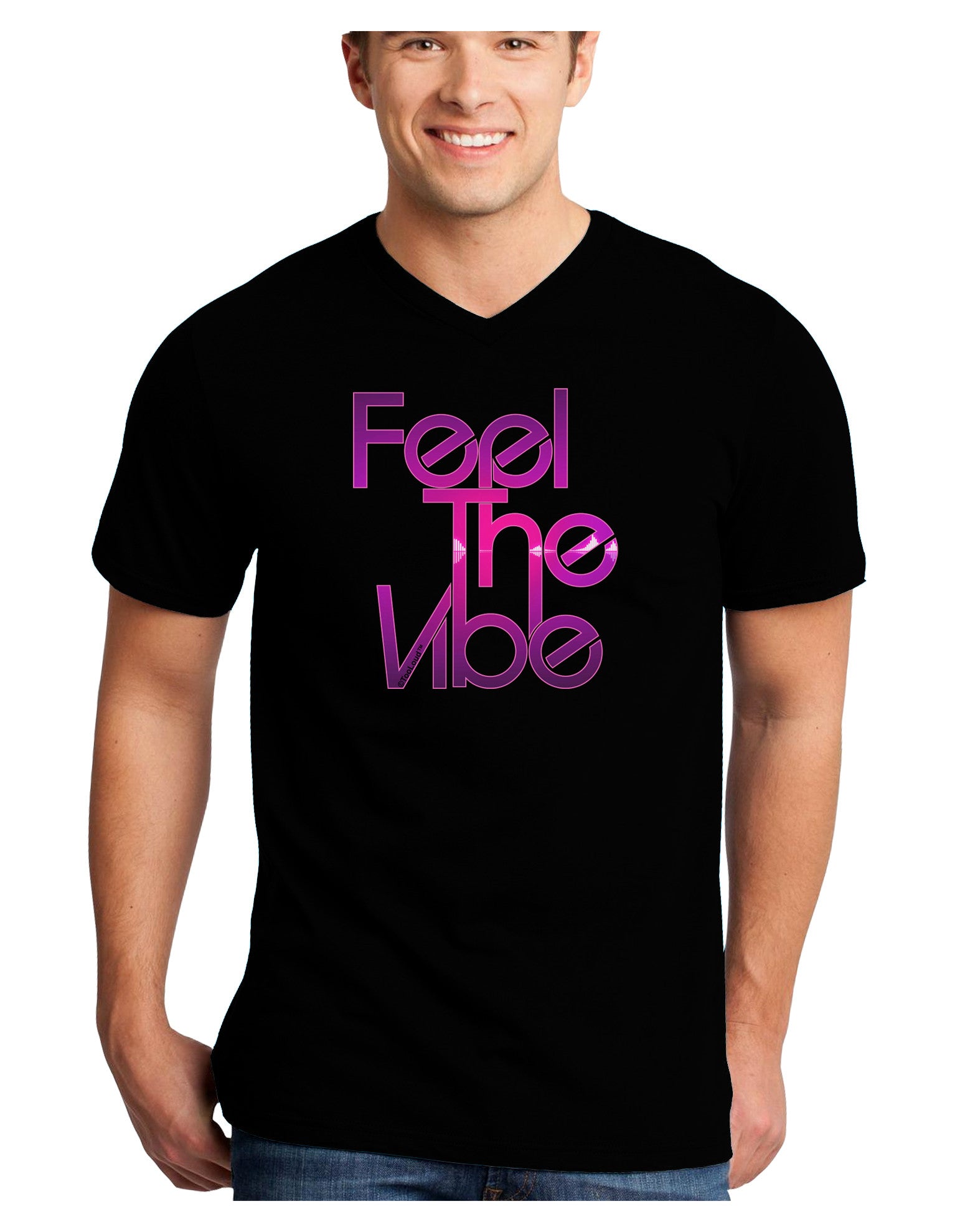 Feel The Vibe Adult Dark V-Neck T-Shirt-Mens V-Neck T-Shirt-TooLoud-Black-Small-Davson Sales