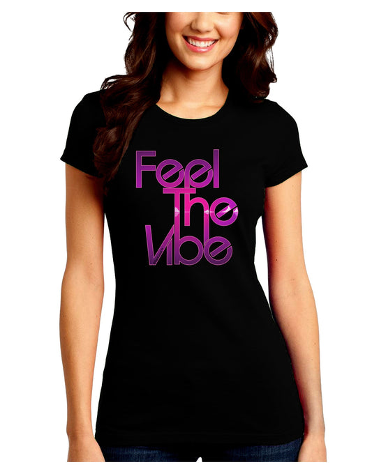 Feel The Vibe Juniors Petite Crew Dark T-Shirt-T-Shirts Juniors Tops-TooLoud-Black-Juniors Fitted Small-Davson Sales