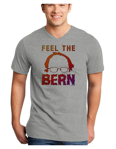 Feel the Bern Adult V-Neck T-shirt-Mens V-Neck T-Shirt-TooLoud-HeatherGray-Small-Davson Sales