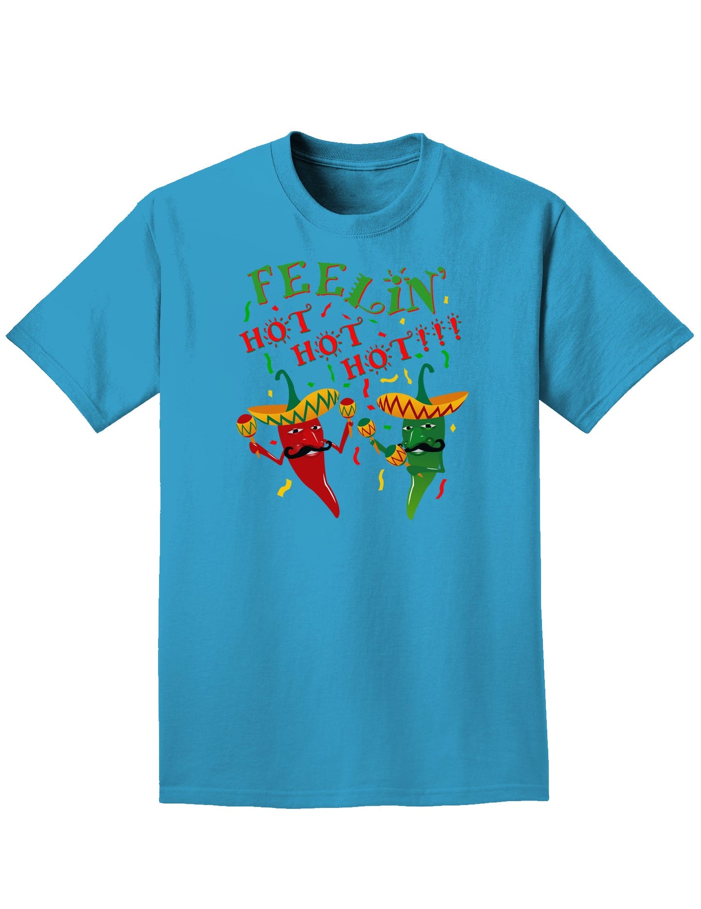 Feelin Hot Hot Hot Chili Peppers Adult Dark T-Shirt-Mens T-Shirt-TooLoud-Turquoise-Small-Davson Sales