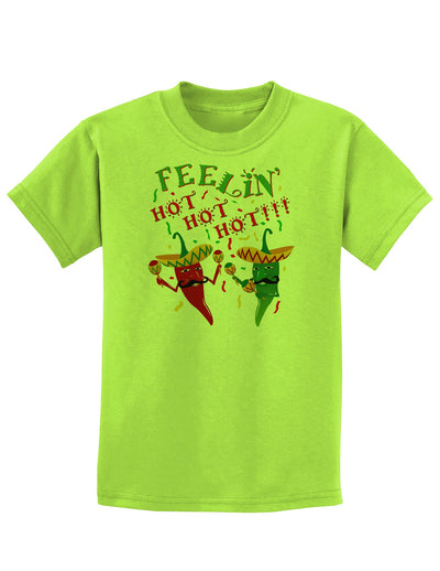 Feelin Hot Hot Hot Chili Peppers Childrens T-Shirt-Childrens T-Shirt-TooLoud-Lime-Green-X-Small-Davson Sales