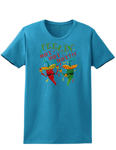 Feelin Hot Hot Hot Chili Peppers Womens Dark T-Shirt-TooLoud-Turquoise-X-Small-Davson Sales