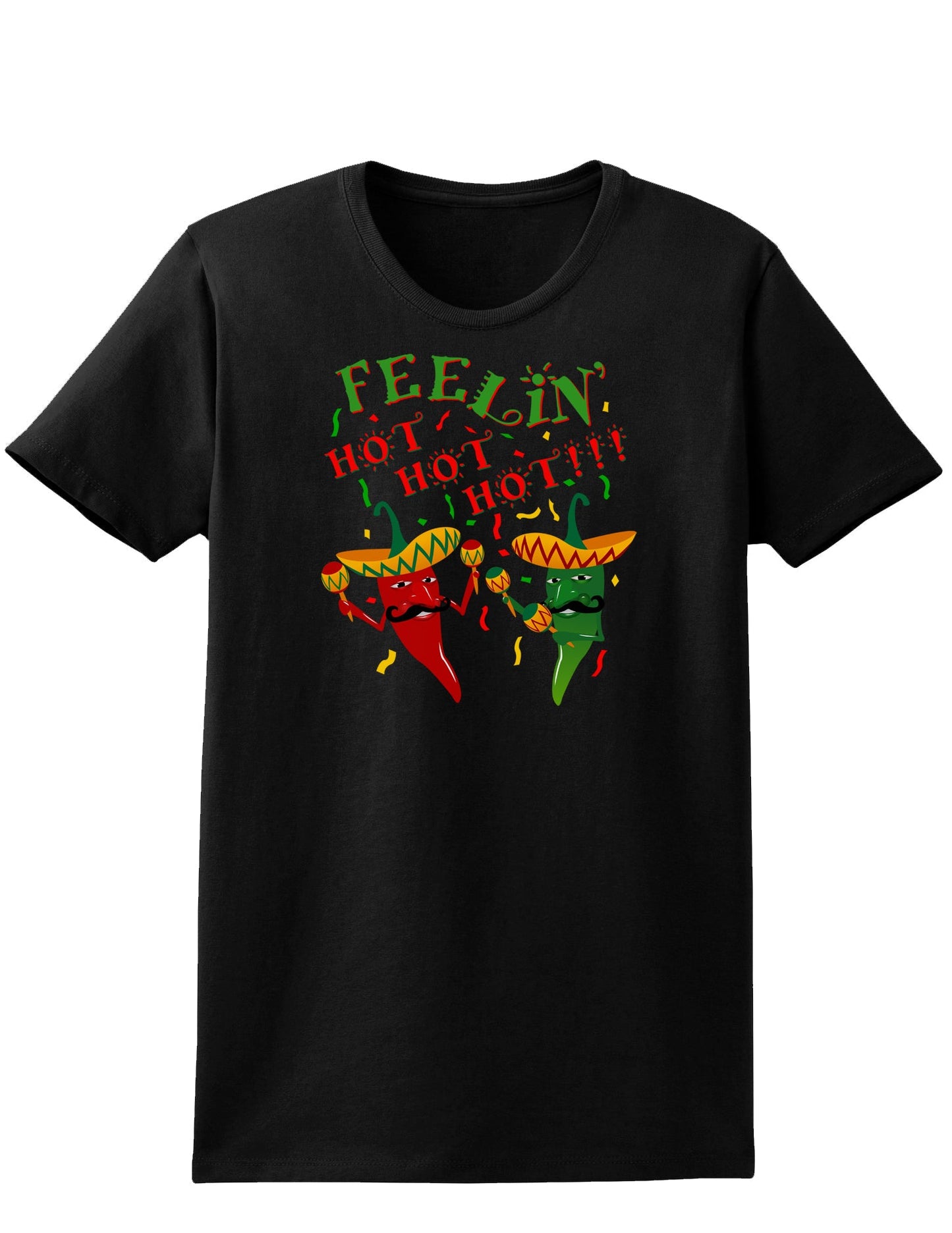 Feelin Hot Hot Hot Chili Peppers Womens Dark T-Shirt-TooLoud-Black-X-Small-Davson Sales
