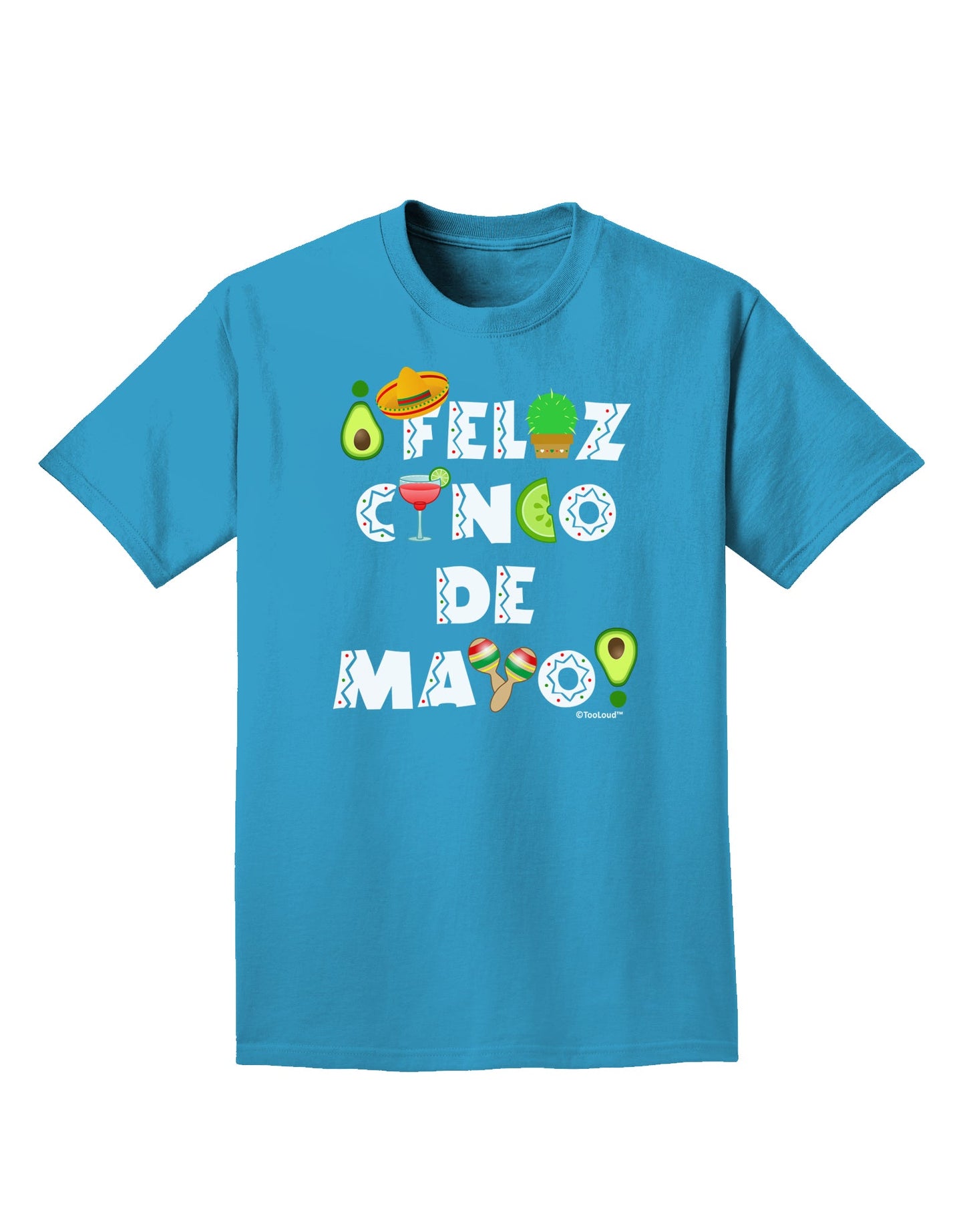 Feliz Cinco de Mayo - Fiesta Icons Adult Dark T-Shirt by TooLoud-Mens T-Shirt-TooLoud-Turquoise-Small-Davson Sales