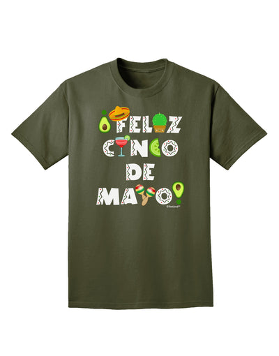 Feliz Cinco de Mayo - Fiesta Icons Adult Dark T-Shirt by TooLoud-Mens T-Shirt-TooLoud-Military-Green-Small-Davson Sales