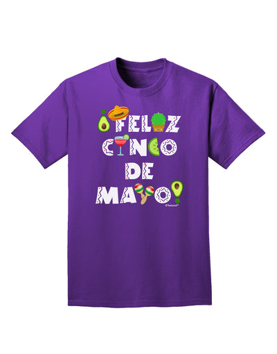 Feliz Cinco de Mayo - Fiesta Icons Adult Dark T-Shirt by TooLoud-Mens T-Shirt-TooLoud-Purple-Small-Davson Sales