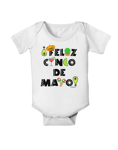 Feliz Cinco de Mayo - Fiesta Icons Baby Romper Bodysuit by TooLoud-Baby Romper-TooLoud-White-06-Months-Davson Sales