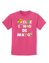 Feliz Cinco de Mayo - Fiesta Icons Childrens Dark T-Shirt by TooLoud-Childrens T-Shirt-TooLoud-Sangria-X-Small-Davson Sales