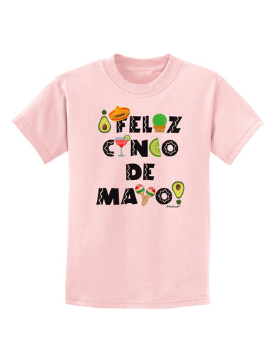 Feliz Cinco de Mayo - Fiesta Icons Childrens T-Shirt by TooLoud-Childrens T-Shirt-TooLoud-PalePink-X-Small-Davson Sales