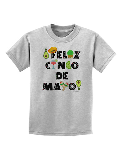 Feliz Cinco de Mayo - Fiesta Icons Childrens T-Shirt by TooLoud-Childrens T-Shirt-TooLoud-AshGray-X-Small-Davson Sales