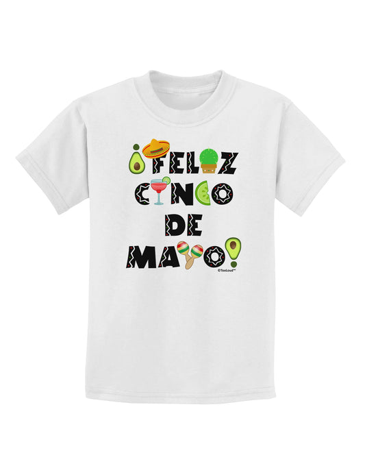 Feliz Cinco de Mayo - Fiesta Icons Childrens T-Shirt by TooLoud-Childrens T-Shirt-TooLoud-White-X-Small-Davson Sales