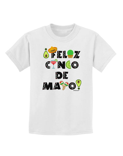 Feliz Cinco de Mayo - Fiesta Icons Childrens T-Shirt by TooLoud-Childrens T-Shirt-TooLoud-White-X-Small-Davson Sales