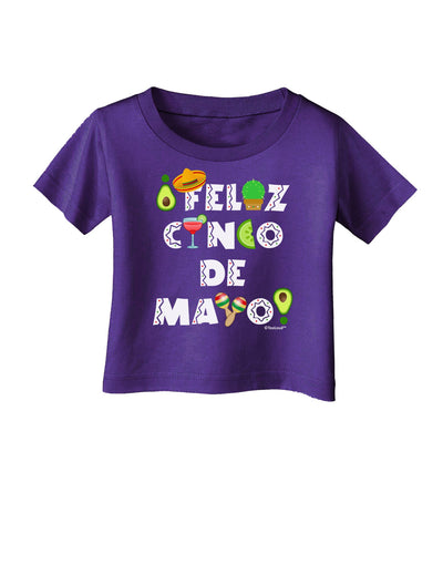 Feliz Cinco de Mayo - Fiesta Icons Infant T-Shirt Dark by TooLoud-Infant T-Shirt-TooLoud-Purple-06-Months-Davson Sales