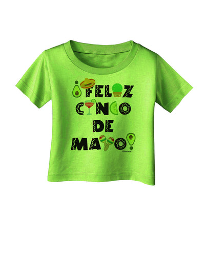 Feliz Cinco de Mayo - Fiesta Icons Infant T-Shirt by TooLoud-Infant T-Shirt-TooLoud-Lime-Green-06-Months-Davson Sales