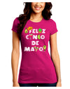 Feliz Cinco de Mayo - Fiesta Icons Juniors Crew Dark T-Shirt by TooLoud-T-Shirts Juniors Tops-TooLoud-Hot-Pink-Juniors Fitted Small-Davson Sales