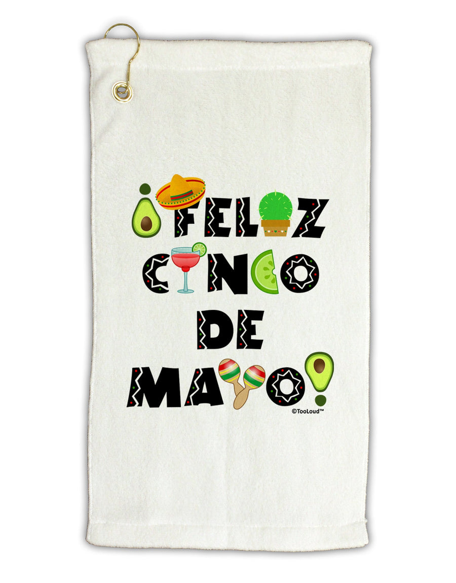 Feliz Cinco de Mayo - Fiesta Icons Micro Terry Gromet Golf Towel 16 x 25 inch by TooLoud-Golf Towel-TooLoud-White-Davson Sales