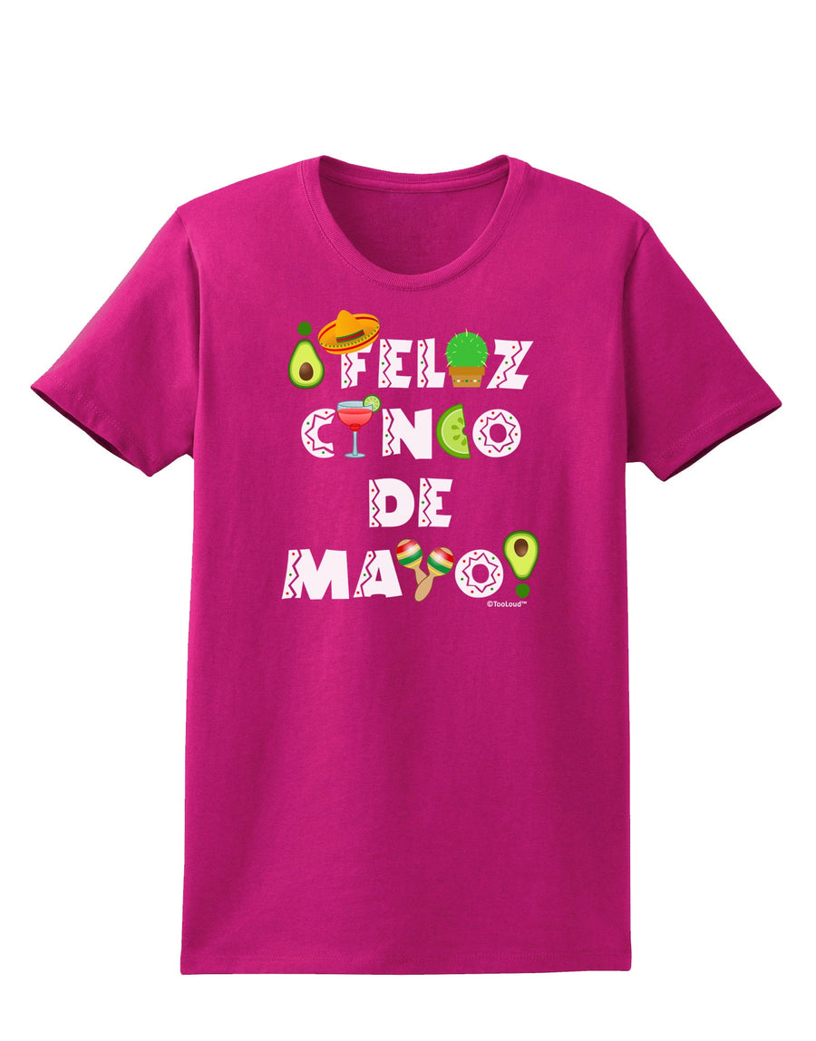 Feliz Cinco de Mayo - Fiesta Icons Womens Dark T-Shirt by TooLoud-Womens T-Shirt-TooLoud-Black-X-Small-Davson Sales