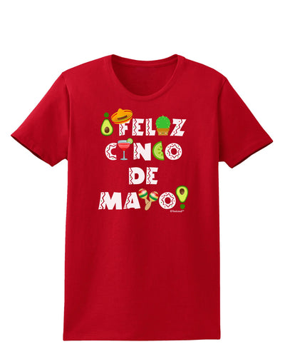 Feliz Cinco de Mayo - Fiesta Icons Womens Dark T-Shirt by TooLoud-Womens T-Shirt-TooLoud-Red-X-Small-Davson Sales