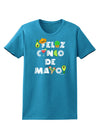 Feliz Cinco de Mayo - Fiesta Icons Womens Dark T-Shirt by TooLoud-Womens T-Shirt-TooLoud-Turquoise-X-Small-Davson Sales