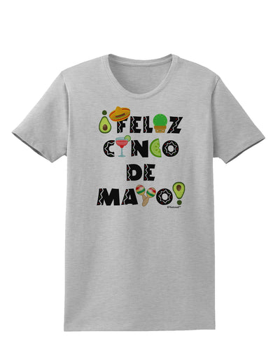 Feliz Cinco de Mayo - Fiesta Icons Womens T-Shirt by TooLoud-Womens T-Shirt-TooLoud-AshGray-X-Small-Davson Sales