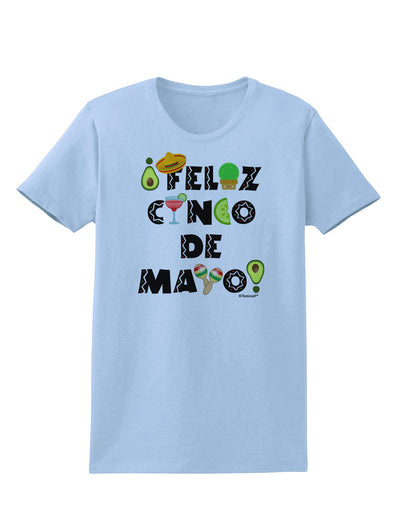 Feliz Cinco de Mayo - Fiesta Icons Womens T-Shirt by TooLoud-Womens T-Shirt-TooLoud-Light-Blue-X-Small-Davson Sales