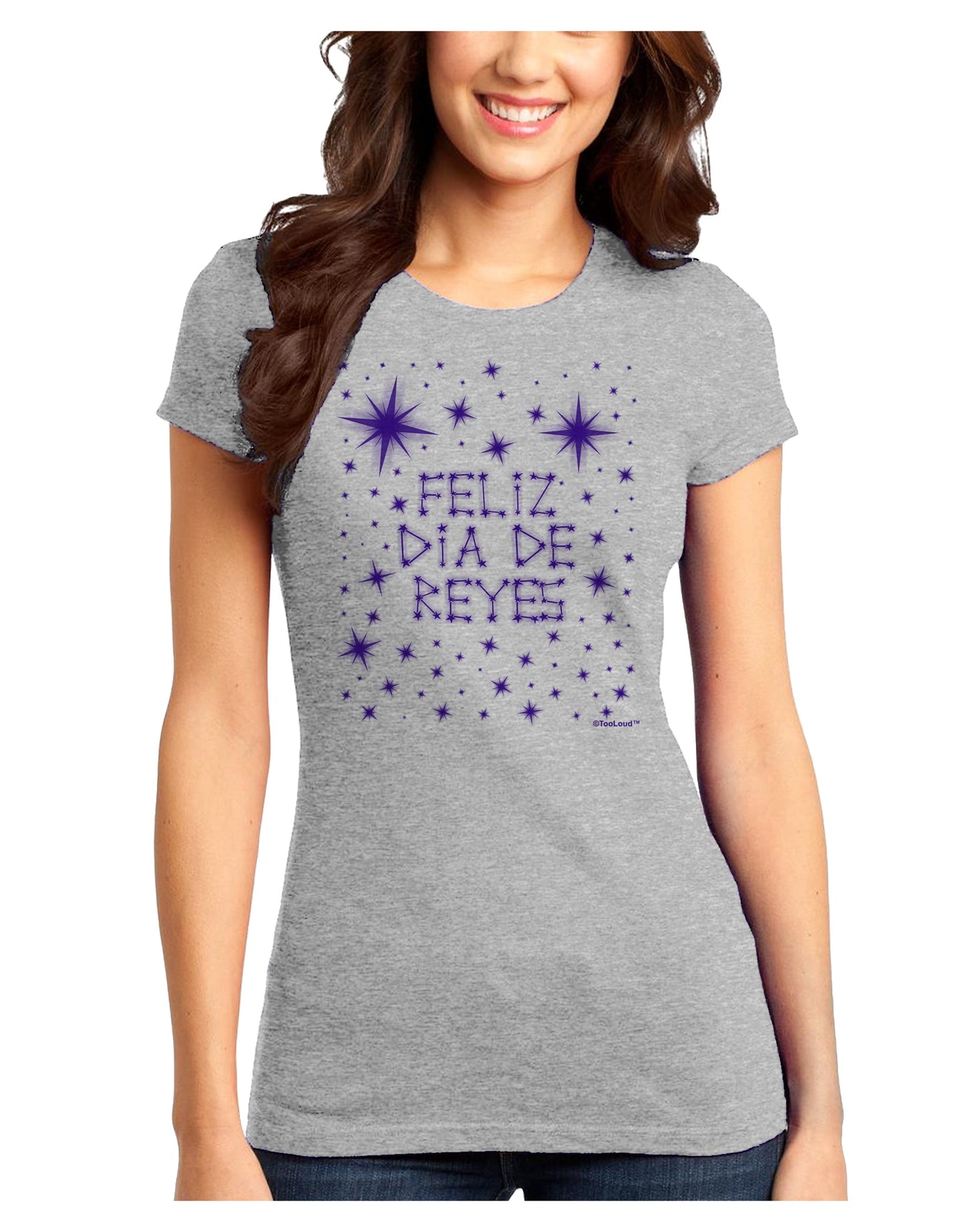Feliz Dia de Reyes - Estrellas Brillantes Juniors T-Shirt by TooLoud-Womens Juniors T-Shirt-TooLoud-Ash-Gray-Juniors Fitted X-Small-Davson Sales