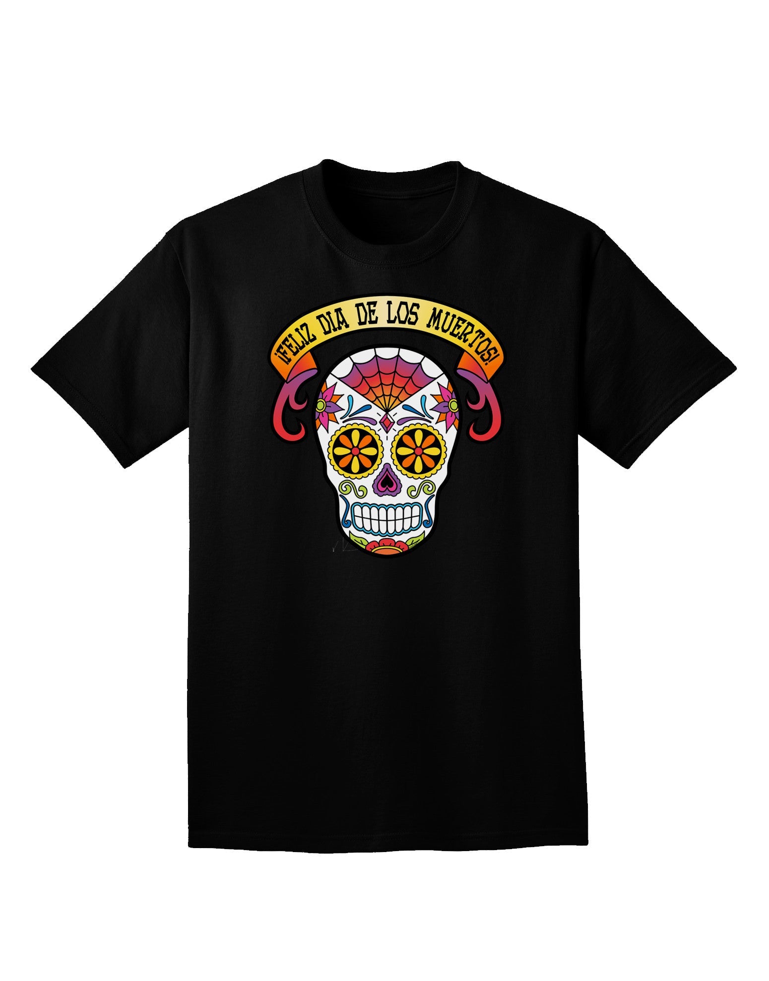Feliz Dia de los Muertos Calavera Adult Dark V-Neck T-Shirt-Mens V-Neck T-Shirt-TooLoud-Black-Small-Davson Sales