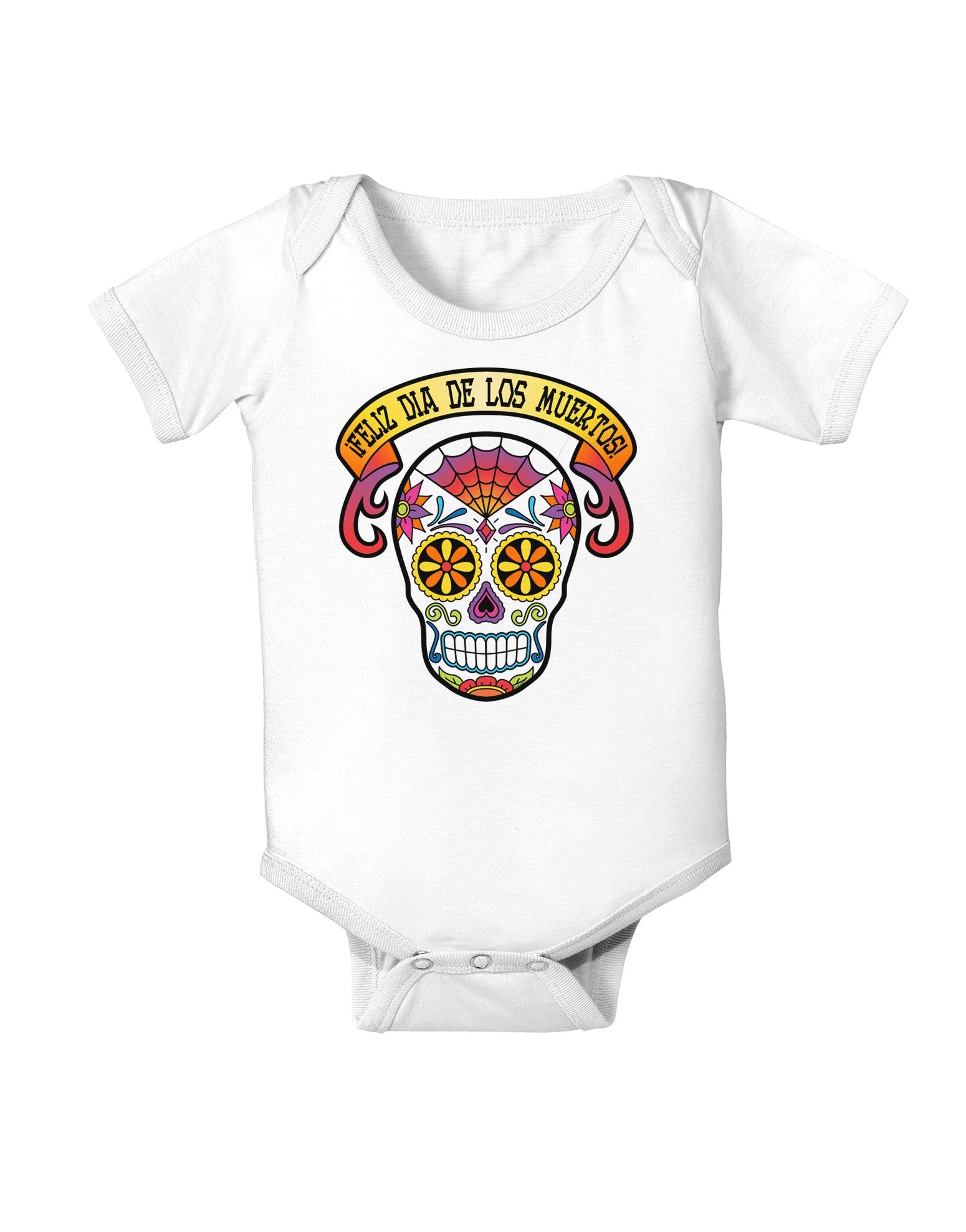 Feliz Dia de los Muertos Calavera Baby Romper Bodysuit-Baby Romper-TooLoud-White-06-Months-Davson Sales