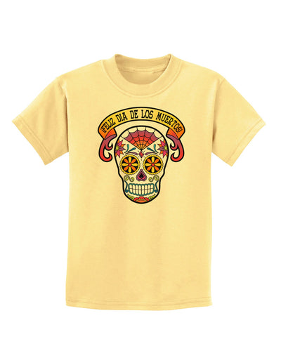 Feliz Dia de los Muertos Calavera Childrens T-Shirt-Childrens T-Shirt-TooLoud-Daffodil-Yellow-X-Small-Davson Sales